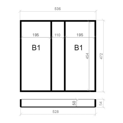 Mehrzweckeinsatz 60er Schubl. B 536 x T 472 BLUM Poggenpohl 16 mm OPTION Classic