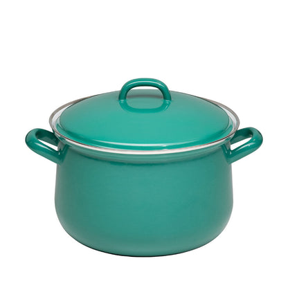 RIESS 0608-111 Fleischtopf mit Deckel 20 cm, 3,5 L, Emaille, Nature Green - Dark
