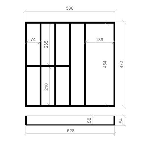 Besteckeinsatz 60er Schubl. B 536 x T 472 BLUM Poggenpohl 16 mm EASY Classic