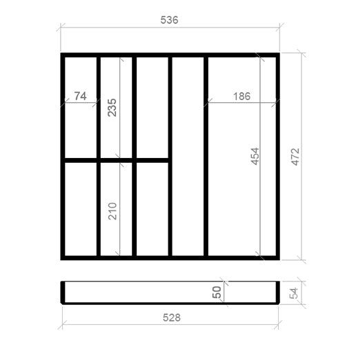 Besteckeinsatz 60er Schubl. B 536 x T 472 BLUM Poggenpohl 16 mm EASY Classic