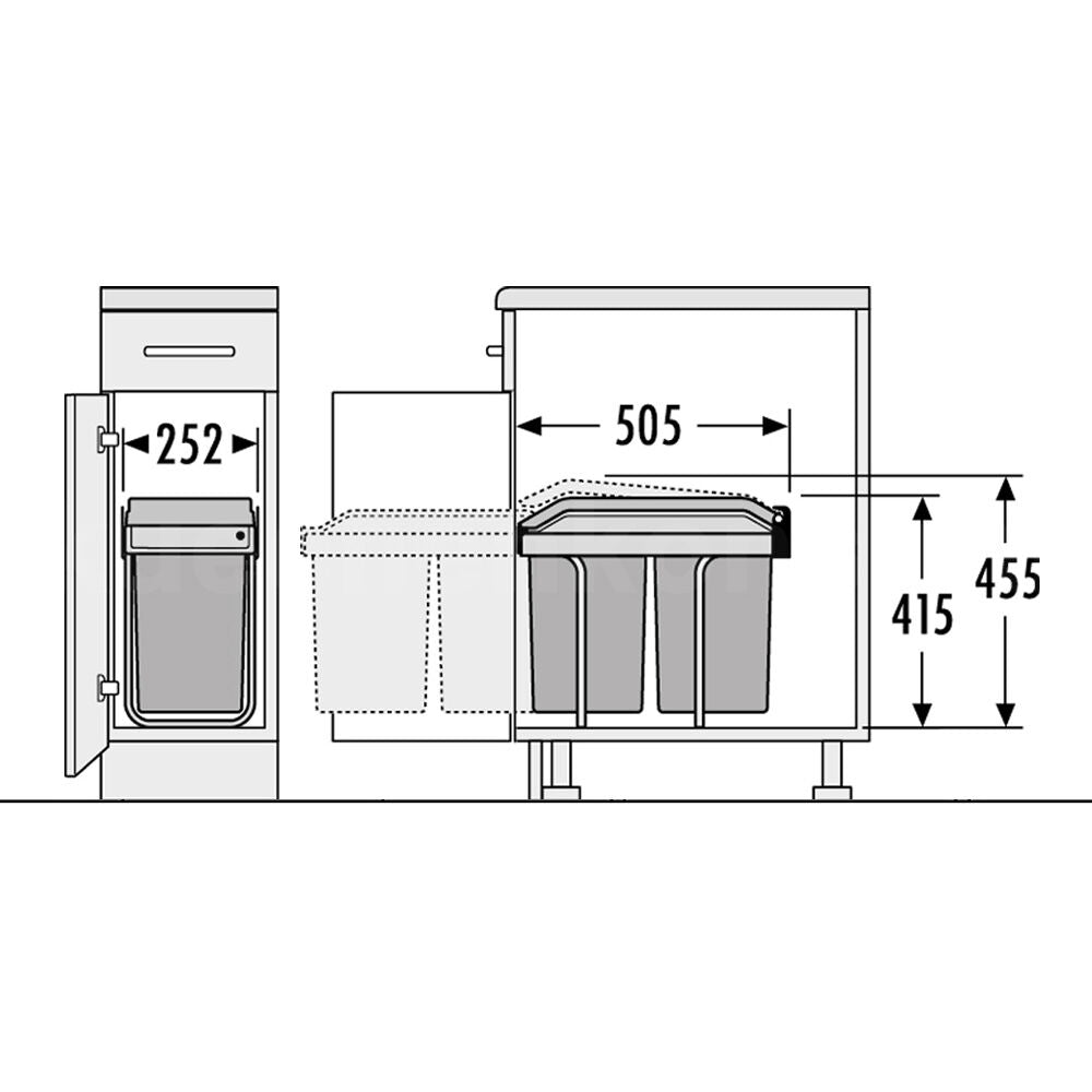 HAILO 3650101 Abfallsorter 30 (2x15) Liter TANDEM ab 30 cm Schrankbreite – Bild 2
