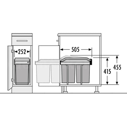 HAILO 3650101 Abfallsorter 30 (2x15) Liter TANDEM ab 30 cm Schrankbreite – Bild 2