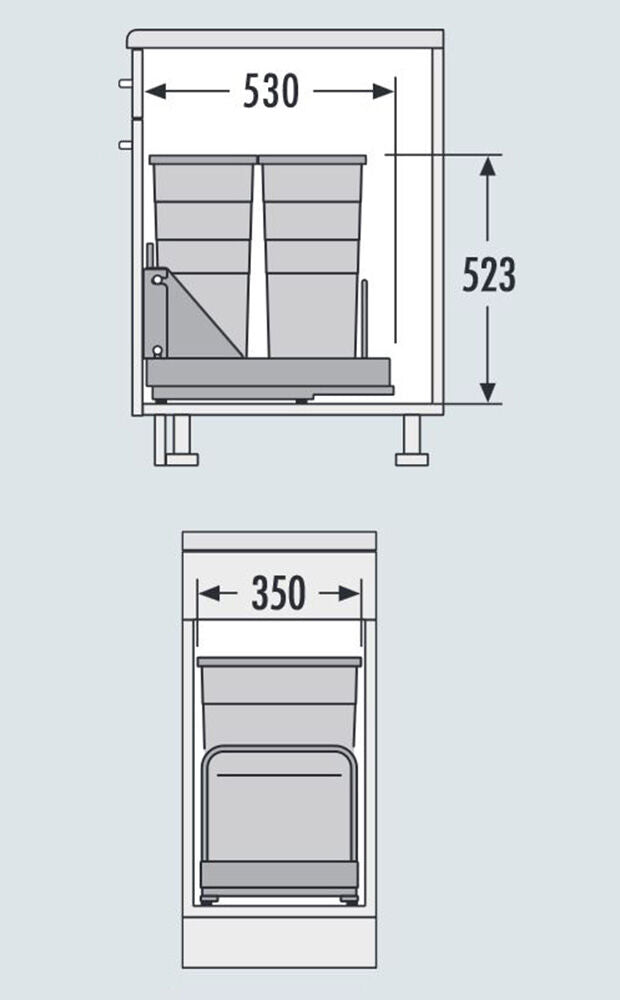 HAILO Abfallsorter 58 (2x29) Liter BOTTOM MOUNT 400 ab 40 cm Schrankbreite – Bild 2