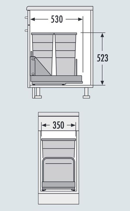 HAILO Abfallsorter 58 (2x29) Liter BOTTOM MOUNT 400 ab 40 cm Schrankbreite – Bild 2