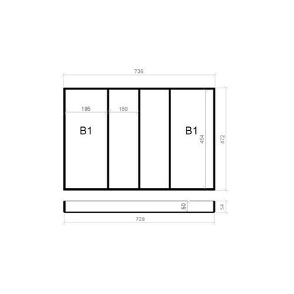 Mehrzweckeinsatz 80er Schubl. B 736 x T 472 BLUM Poggenpohl 16 mm OPTION Classic