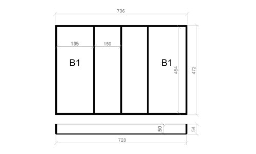 Mehrzweckeinsatz 80er Schubl. B 736 x T 472 BLUM Poggenpohl 16 mm OPTION Classic