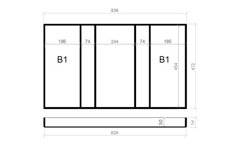 Mehrzweckeinsatz 90er Schubl. B 836 x T 472 BLUM Poggenpohl 16 mm OPTION Classic