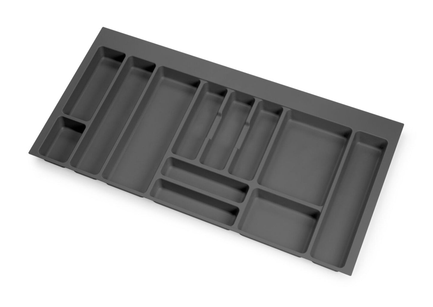 emuca Besteckeinsatz Optima für Schrankbreite 100 cm, Rand schneidbar (B 904-936 x T 418-482), Kunststoff, Anthrazitgrau