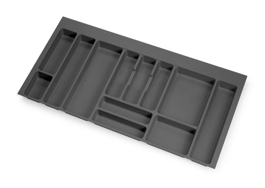 emuca Besteckeinsatz Optima für Schrankbreite 100 cm, Rand schneidbar (B 904-936 x T 418-482), Kunststoff, Anthrazitgrau
