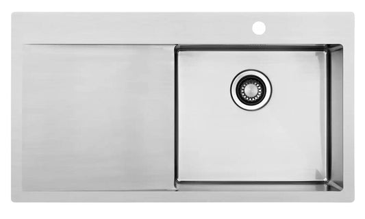 Lavabo KUBUS 900 R soft Edelstahlspüle mit Becken rechts / Ausschnittmaße: 880 x 480 / Spüle / Lavabo / Designspüle
