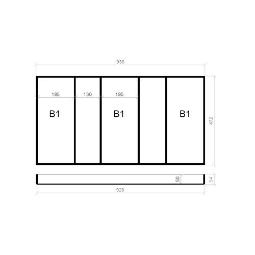 Mehrzweckeinsatz 100er Schub. B 936 x T 472 BLUM Poggenpohl 16 mm OPTION Classic