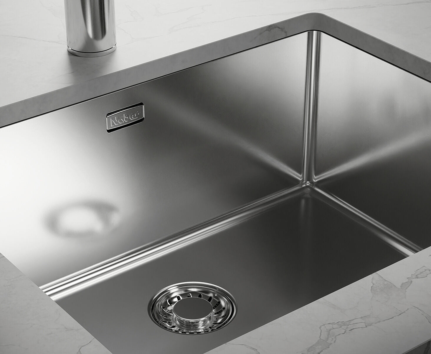 CORNO Piu PFU4 Spüle aus Edelstahl für Schrankbreite ab 60 cm / Einbauspüle Einzelbecken / Ausschnittmaß ca. 530 x 430… – Bild 3