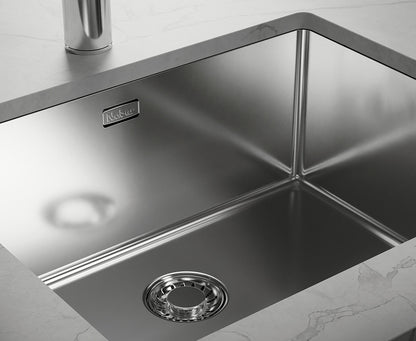 CORNO Piu PFU4 Spüle aus Edelstahl für Schrankbreite ab 60 cm / Einbauspüle Einzelbecken / Ausschnittmaß ca. 530 x 430… – Bild 3