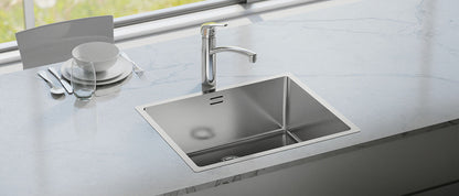 CORNO Piu PFU4 Spüle aus Edelstahl für Schrankbreite ab 60 cm / Einbauspüle Einzelbecken / Ausschnittmaß ca. 530 x 430… – Bild 4