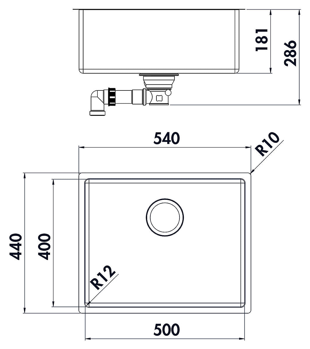 CORNO Basso 4 Edelstahl Spüle mit Flachrand / ab 60 cm Schrankbreite / Einbauspüle Einzelbecken – Bild 2