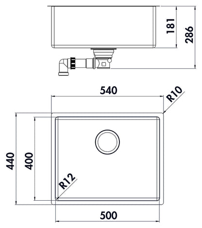 CORNO Basso 4 Edelstahl Spüle mit Flachrand / ab 60 cm Schrankbreite / Einbauspüle Einzelbecken – Bild 2