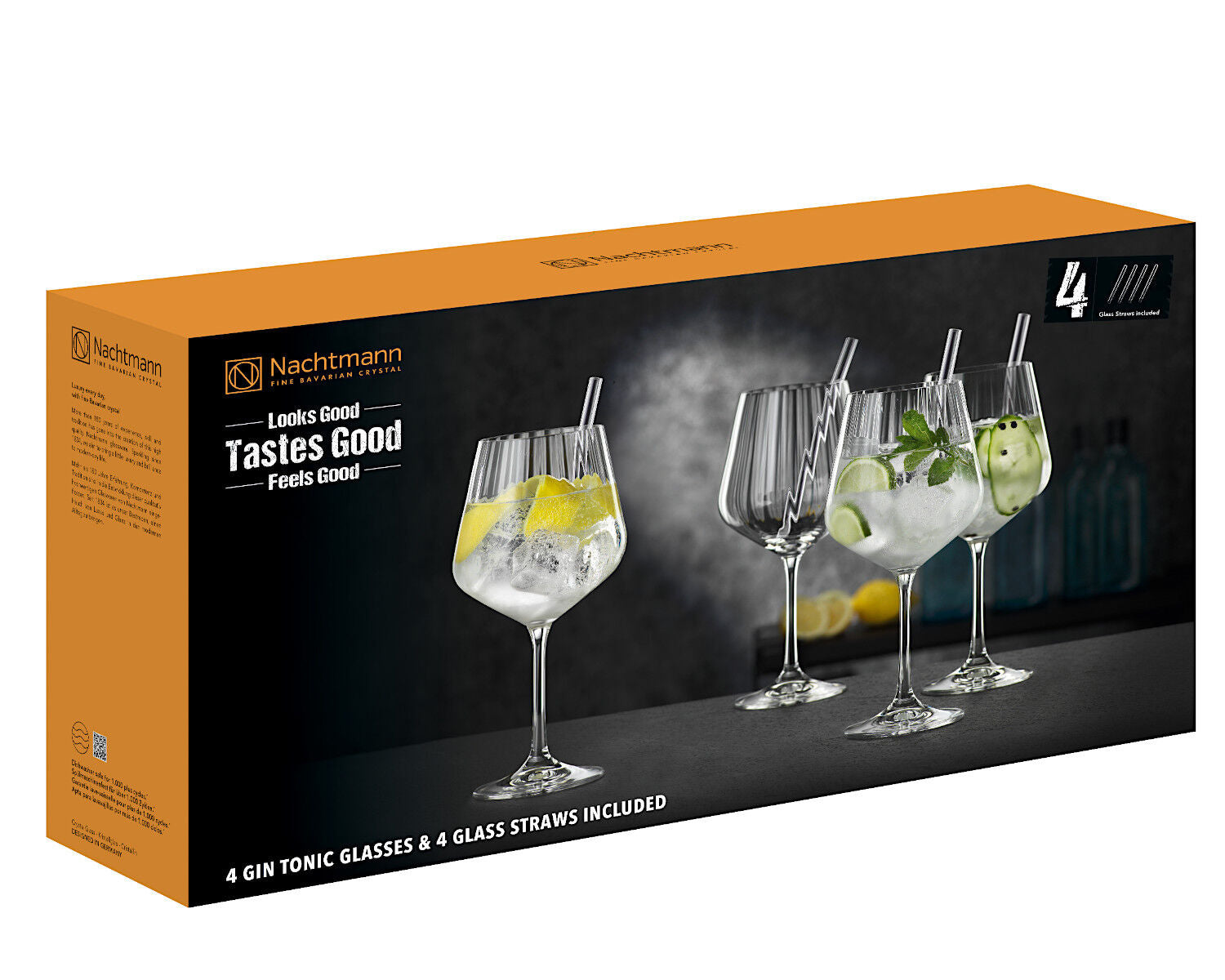 NACHTMANN 103143 TASTES GOOD Gin & Tonic Gläser 4er Set und Glastrinkhalme – Bild 5