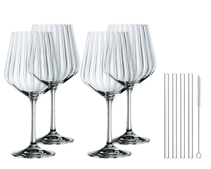 NACHTMANN 103143 TASTES GOOD Gin & Tonic Gläser 4er Set und Glastrinkhalme