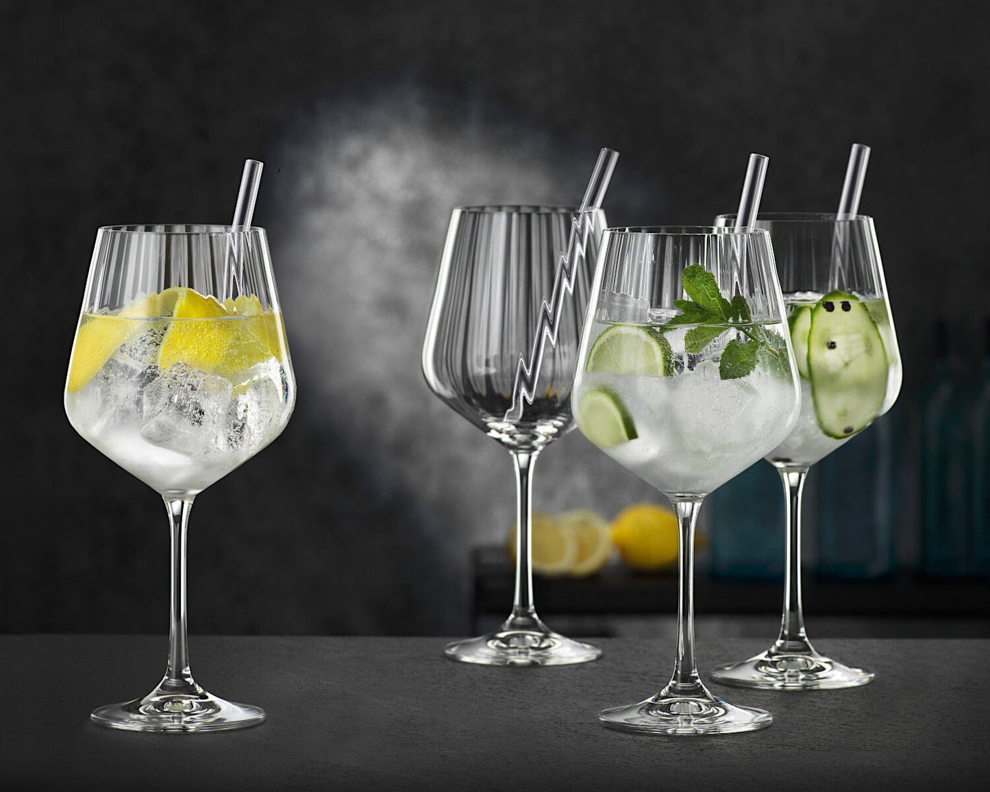 NACHTMANN 103143 TASTES GOOD Gin & Tonic Gläser 4er Set und Glastrinkhalme – Bild 7