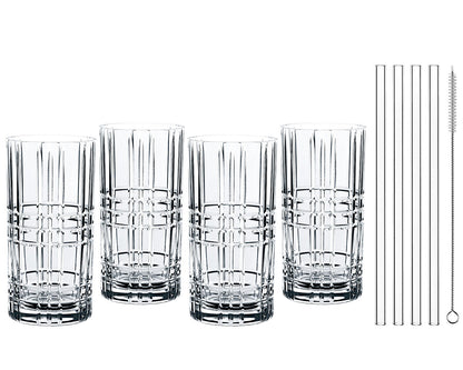 NACHTMANN 103144 TASTES GOOD Longdrinkgläser Gläser 4er Set und Glastrinkhalme