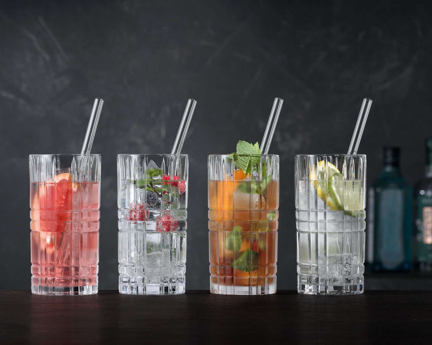 NACHTMANN 103144 TASTES GOOD Longdrinkgläser Gläser 4er Set und Glastrinkhalme – Bild 7
