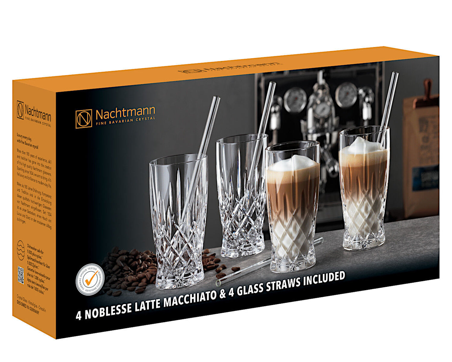 NACHTMANN 104671 NOBLESSE Latte Macchiato Gläser 4er Set und Glastrinkhalme – Bild 6