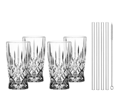 NACHTMANN 104671 NOBLESSE Latte Macchiato Gläser 4er Set und Glastrinkhalme