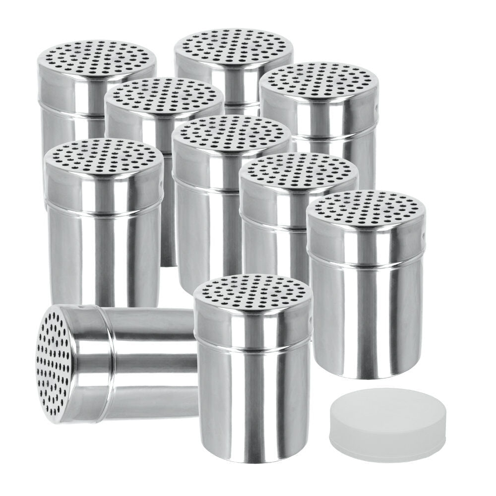 10er SET METALTEX Gewürzdose Inox mit satinierter Oberfläche / Streudose