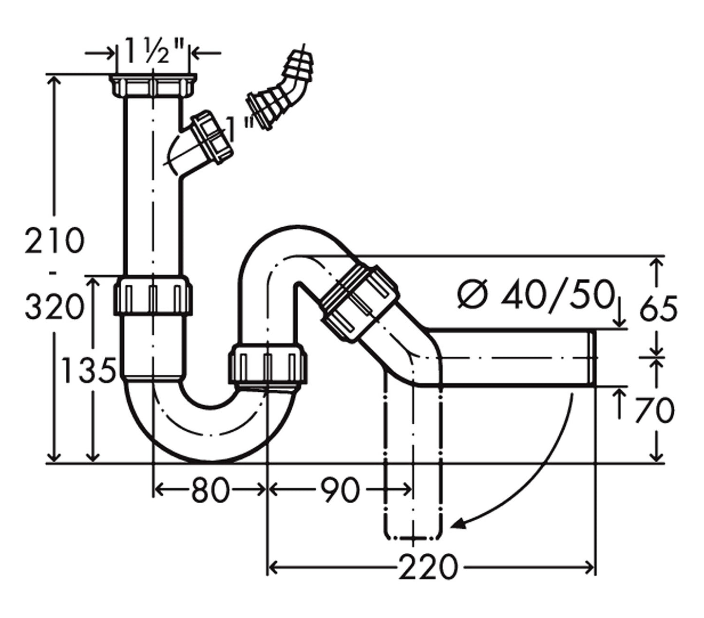 Röhrengeruchsverschluss - 1 / Spülen-Ablaufverbindung / Siphon – Bild 2