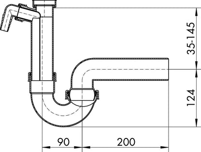 Kugelgelenksiphon - 3 / 1 1/2 Zoll x Ø 50 mm Spülen-Ablaufverbindung / Siphon / Geruchsverschluss – Bild 2