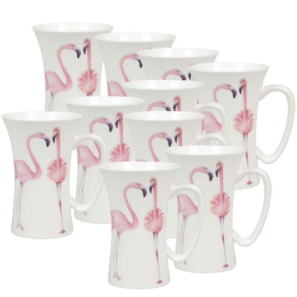 10er SET KÖNITZ 1120162787 Becher Mega Mug Flamingo - 630 ml Bone China Porzellan