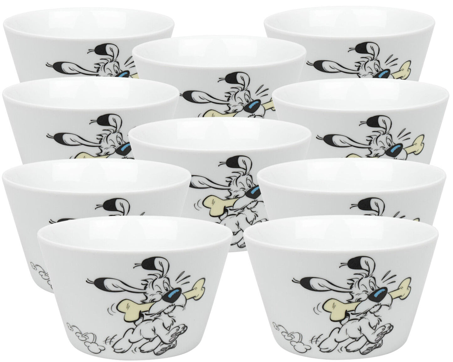10er SET KÖNITZ Müslischale Asterix - Idefix 525 ml aus Porzellan