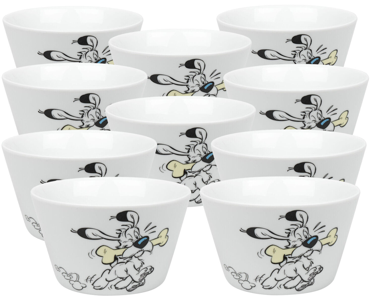 10er SET KÖNITZ Müslischale Asterix - Idefix 525 ml aus Porzellan