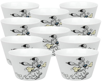 10er SET KÖNITZ Müslischale Asterix - Idefix 525 ml aus Porzellan