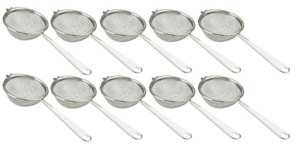 10er SET METALTEX Sieb fein, 7 cm, Drahtgriff mit Kunststoffeinlage, verzinnt