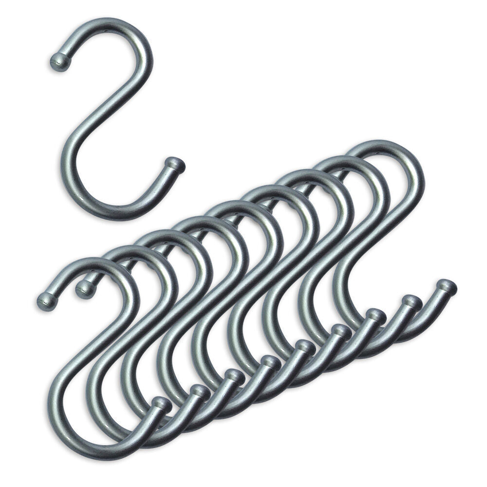 10er SET - S-Haken einfach MATTCHROM für Relingsystem LINERO K 16 und HIGHLINE Funktionssäulensystem