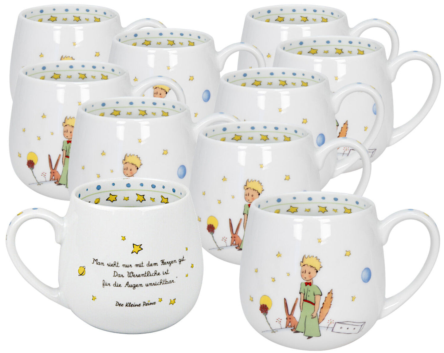 10er SET KÖNITZ Kuschelbecher DER KLEINE PRINZ - Geheimnis - 420 ml Porzellan / Motivbecher