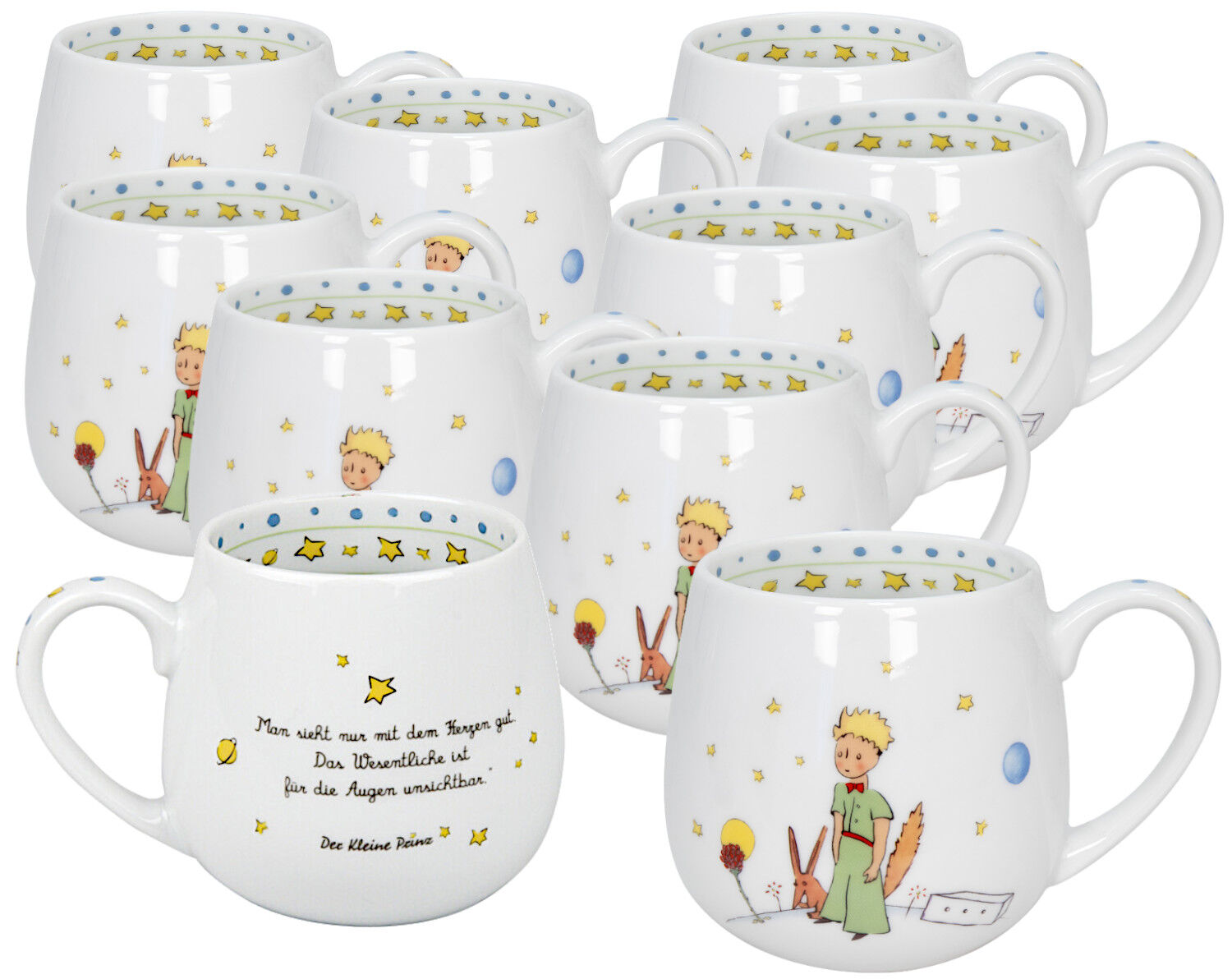 10er SET KÖNITZ Kuschelbecher DER KLEINE PRINZ - Geheimnis - 420 ml Porzellan / Motivbecher