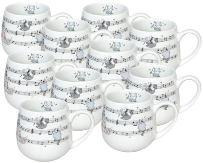 10er SET KÖNITZ Kuschelbecher LOVELY CATS - Musical - 400 ml aus Porzellan / Motivtasse