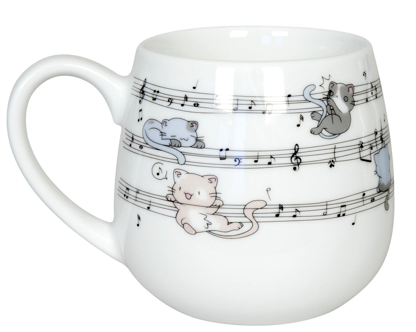 10er SET KÖNITZ Kuschelbecher LOVELY CATS - Musical - 400 ml aus Porzellan / Motivtasse – Bild 4