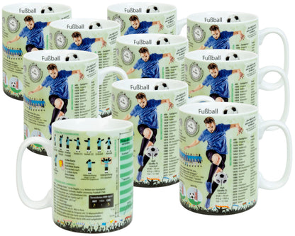 10er SET KÖNITZ Wissensbecher FUSSBALL 490 ml aus Porzellan / Motivbecher