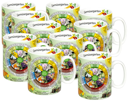 10er SET KÖNITZ Wissensbecher GEMÜSEGARTEN 460 ml aus Porzellan / Motivbecher