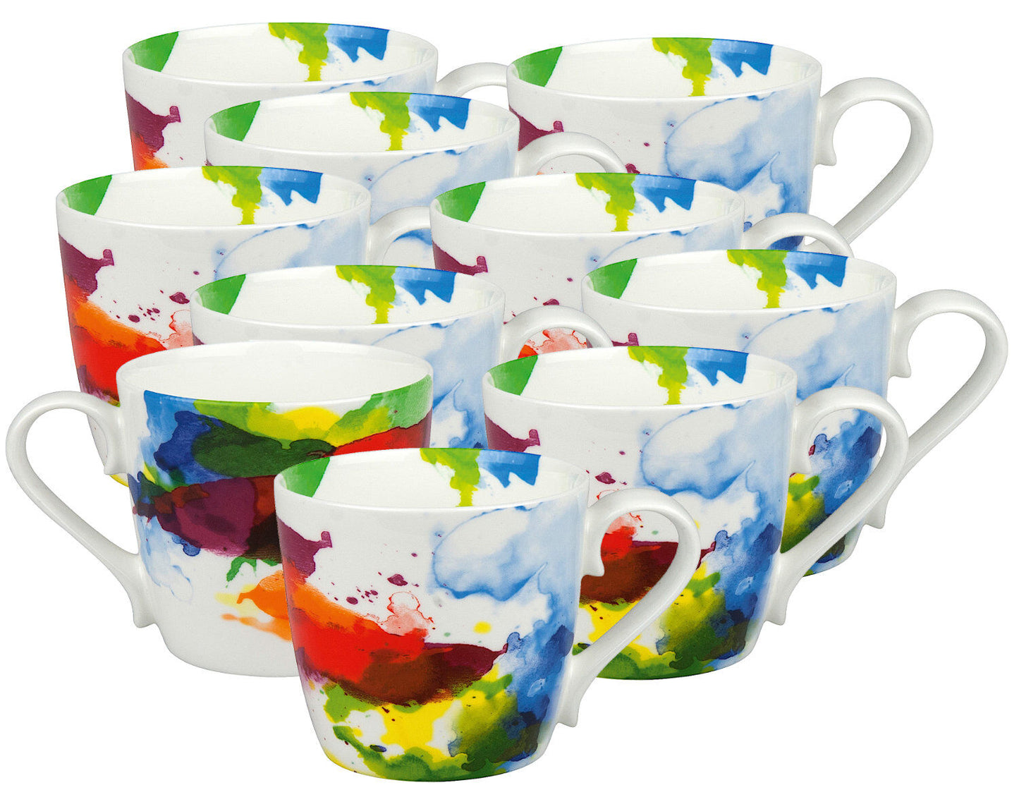 10er SET KÖNITZ 1120571694 Becher 450 ml - On Colour - FLOW aus Bone China Porzellan / Designbecher