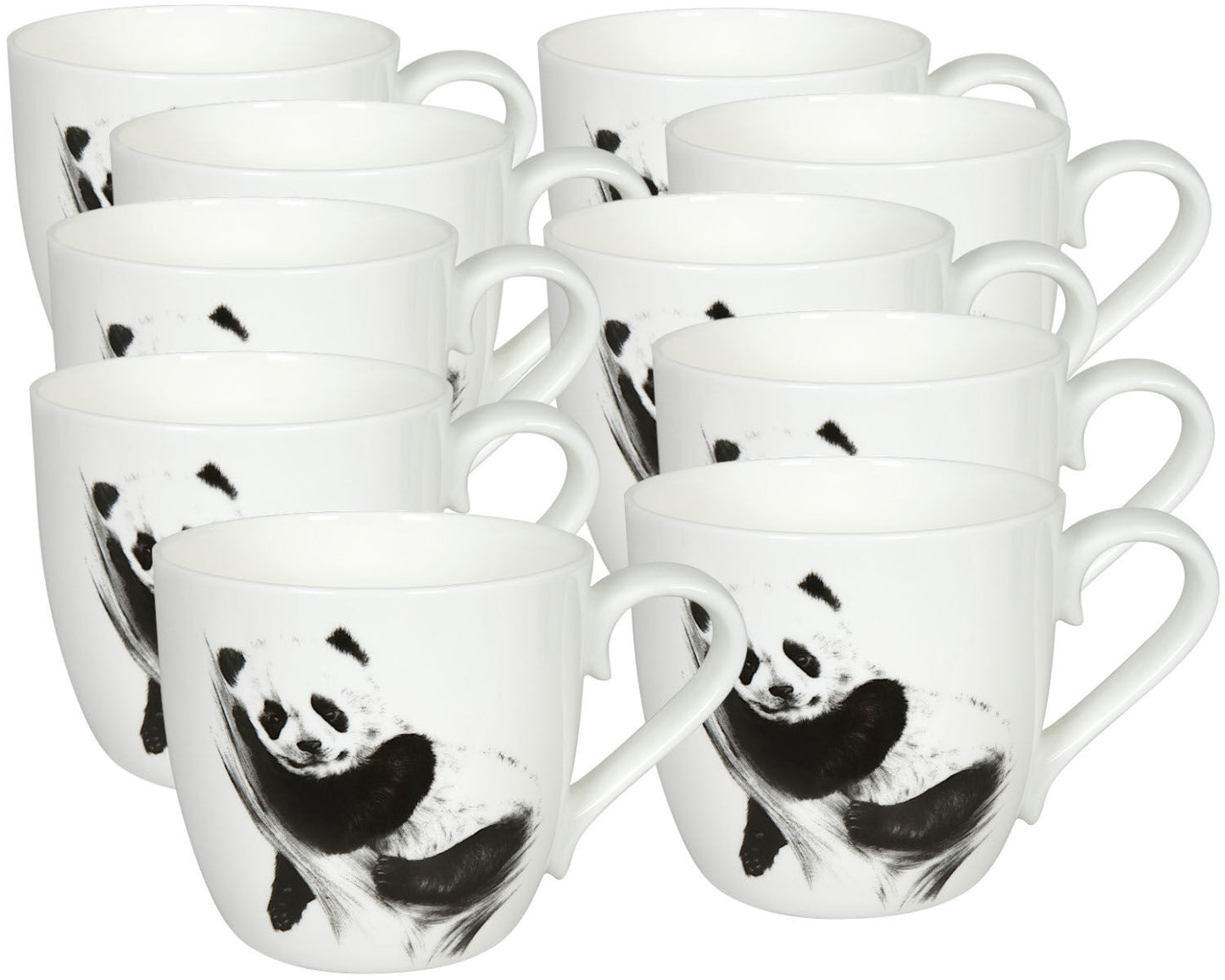 10er SET KÖNITZ 1120572617 Becher AMAZING ANIMALS - PANDA - 425 ml aus Bone China Porzellan / Design Vanessa Kahl
