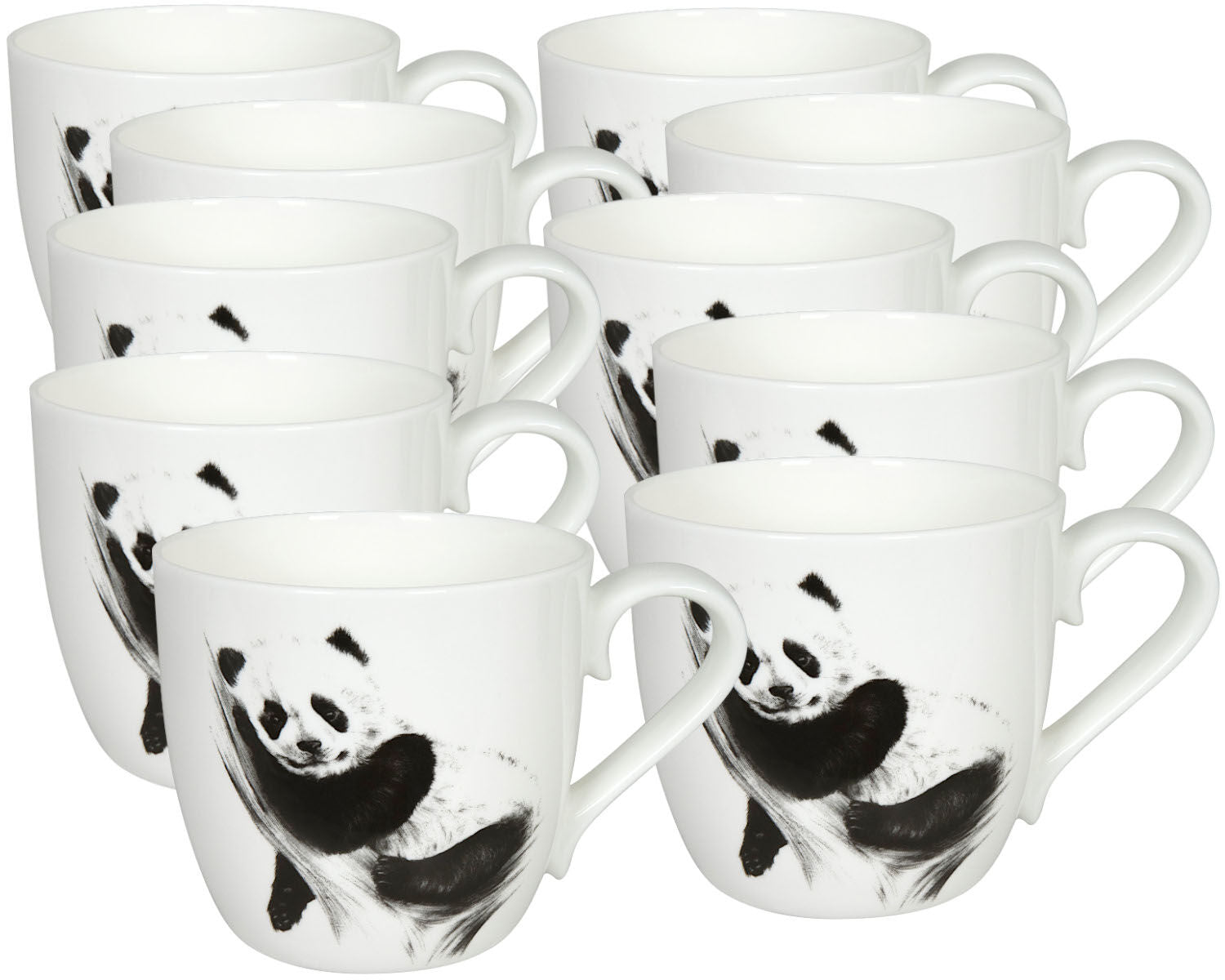 10er SET KÖNITZ 1120572617 Becher AMAZING ANIMALS - PANDA - 425 ml aus Bone China Porzellan / Design Vanessa Kahl