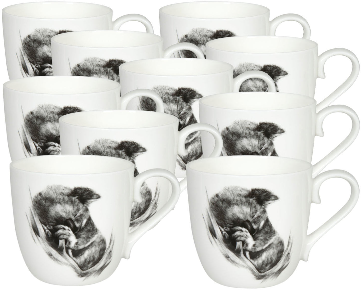 10er SET KÖNITZ 1120572618 Becher AMAZING ANIMALS - KOALA - 425 ml aus Bone China Porzellan / Design Vanessa Kahl