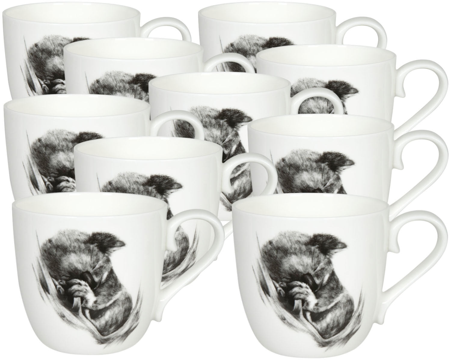 10er SET KÖNITZ 1120572618 Becher AMAZING ANIMALS - KOALA - 425 ml aus Bone China Porzellan / Design Vanessa Kahl