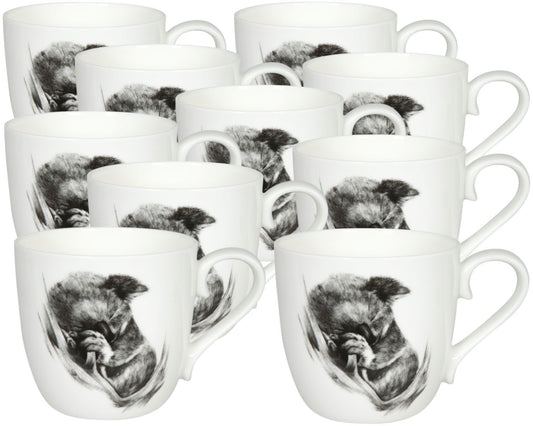 10er SET KÖNITZ 1120572618 Becher AMAZING ANIMALS - KOALA - 425 ml aus Bone China Porzellan / Design Vanessa Kahl