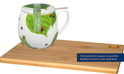 Könitz Becher mit Sieb und Deckel 420 ml Tea for you - Marienkäfer auf Laub / Teebecher – Bild 3