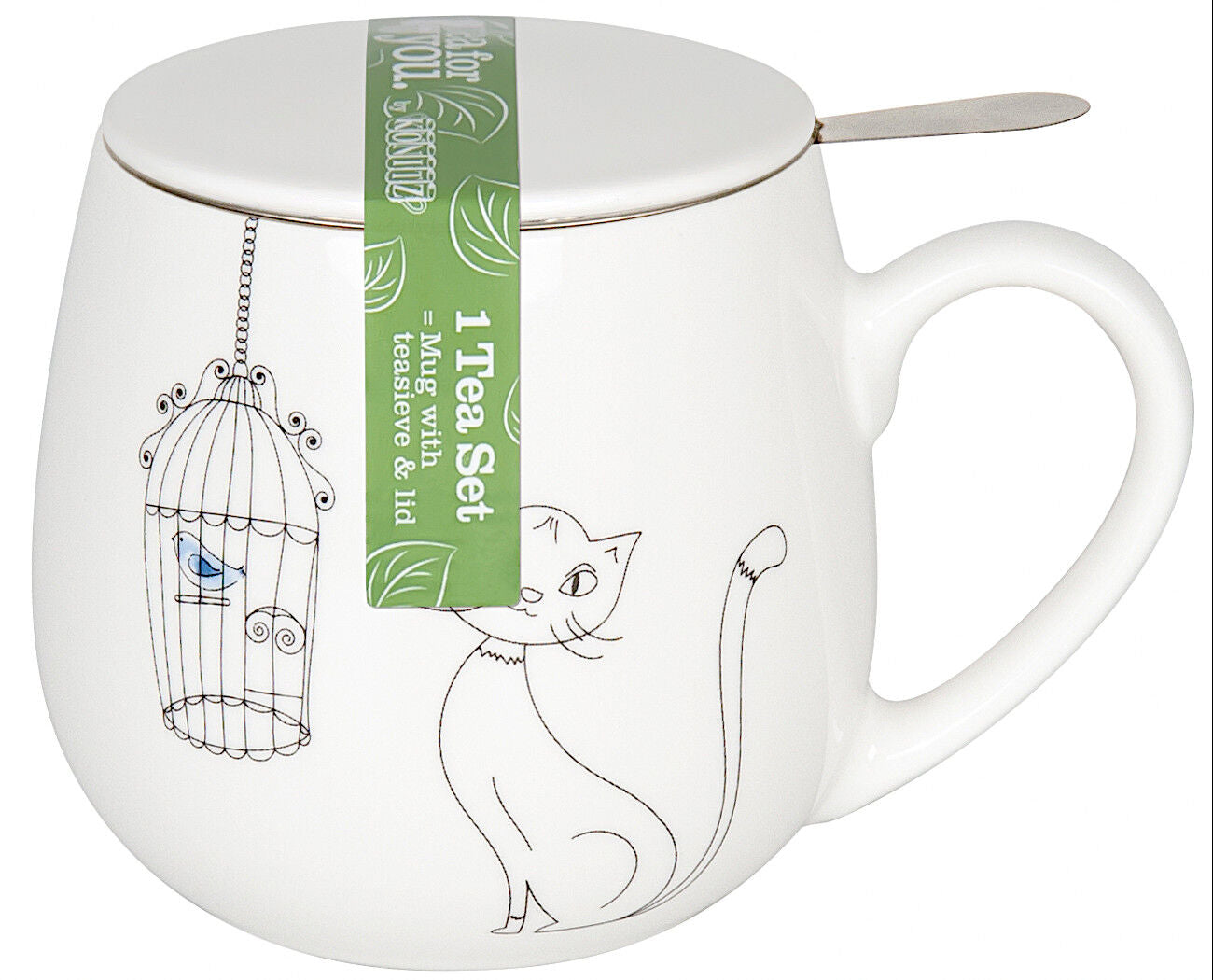 Könitz Becher mit Sieb und Deckel 420 ml Tea for you - CATS AND BIRDS / Teebecher – Bild 2